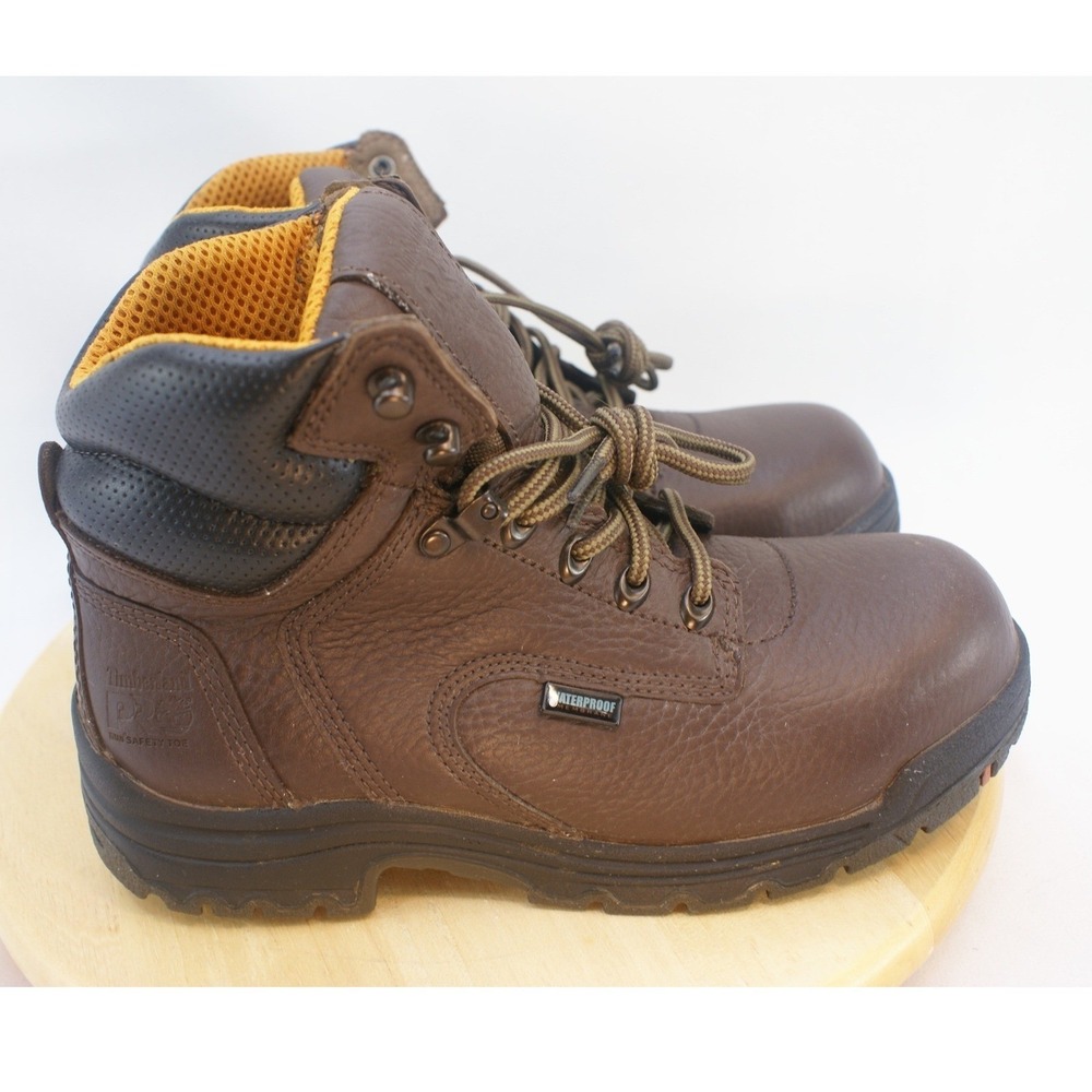 Timberland PRO TiTAN Safety Toe Waterproof Work Boots Brown Leather Mens 8.5